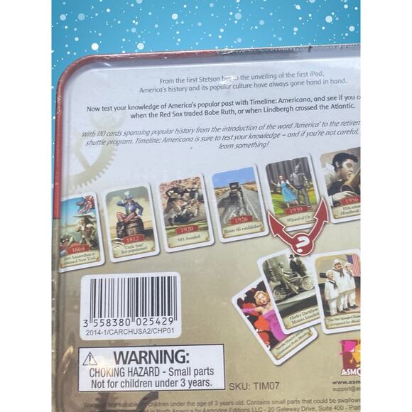 Asmodee Card Game Timeline - Americana Tin Box History Trivia Educational SEALED - Picture 5 of 5